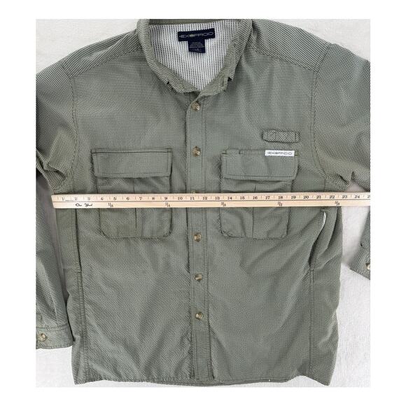 ExOfficio Air Shirt Mens L Long Sleeve Roll Tab Vented Pockets Green Fishing L - Picture 8 of 9